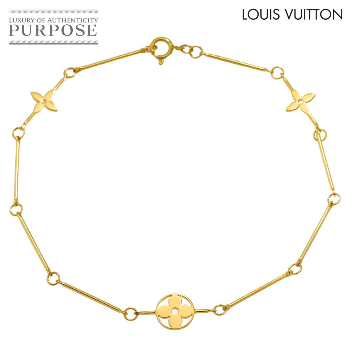 ルイ ヴィトン LOUIS VUITTON シュヴィーユ アンクレット ブレスレット 25cm K18 YG イエローゴールド 750 Cheville Anklet 90291526