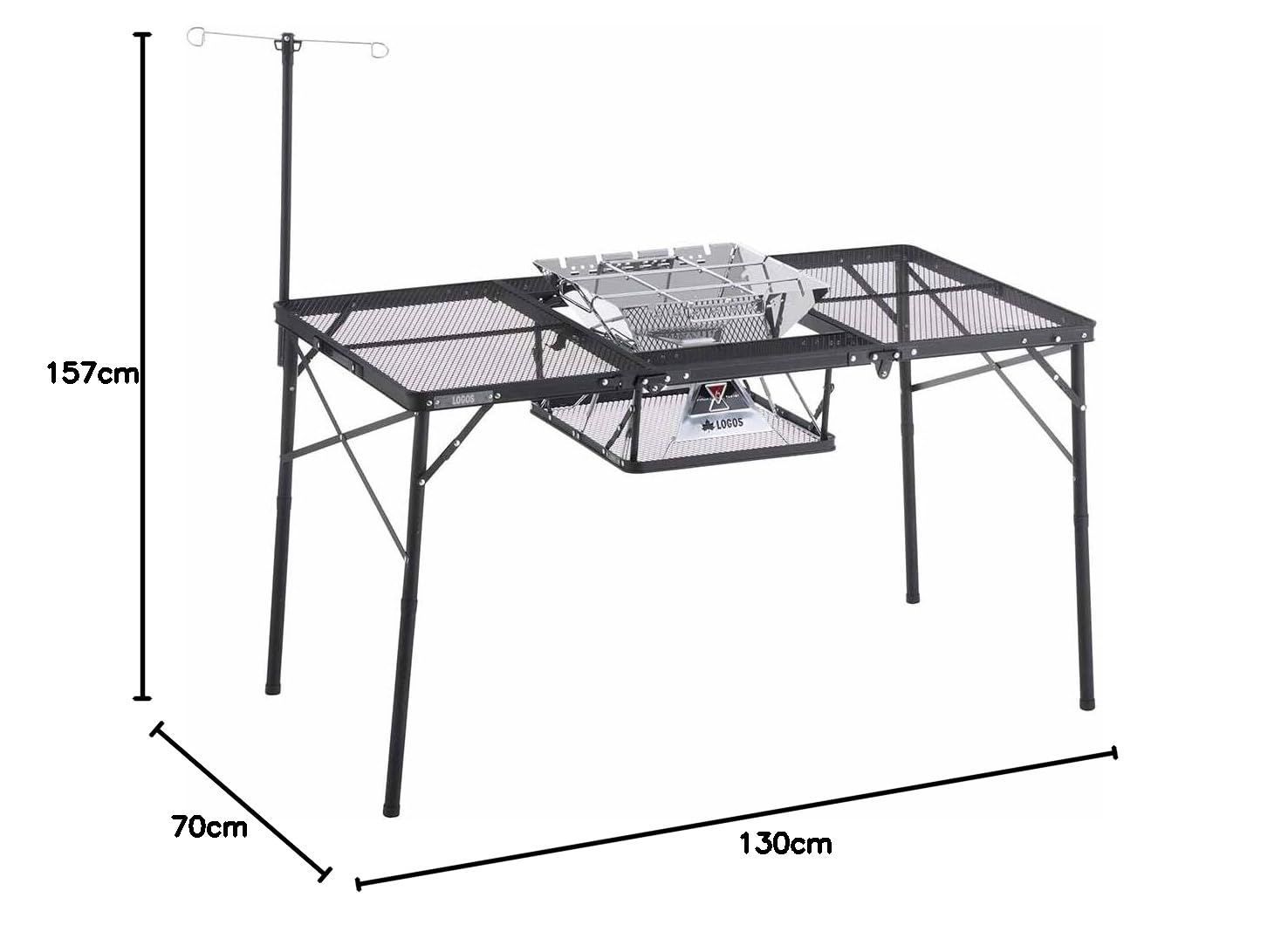 ロゴス(LOGOS) アイアンメッシュ 3FD BBQテーブル 13070-BC 73581002 キャンプ 折り畳み メッシュテーブル アウトドア テーブル