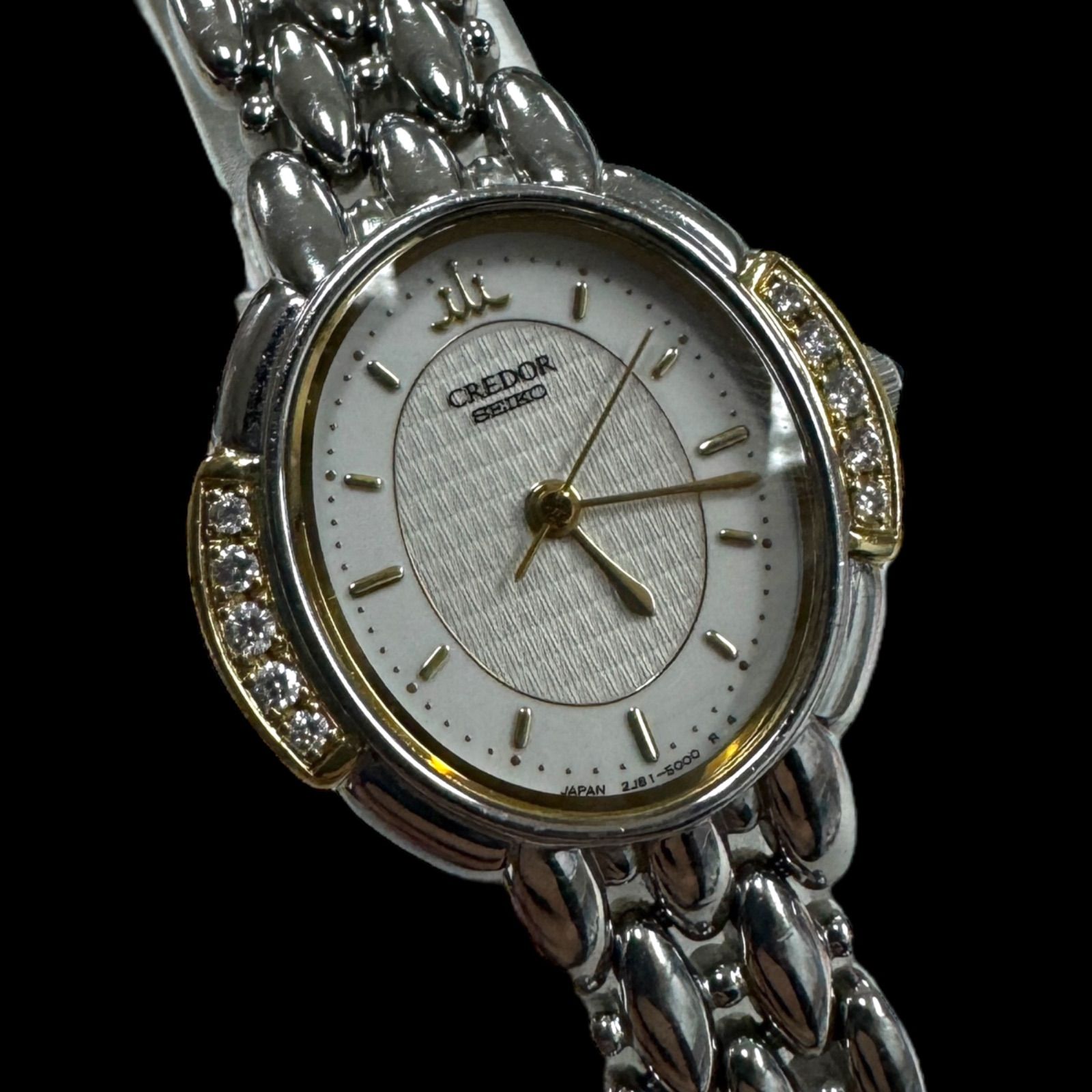 稼働】セイコー クレドール 18KT＋S.S BEZEL 新品社外ベルト 稼働品