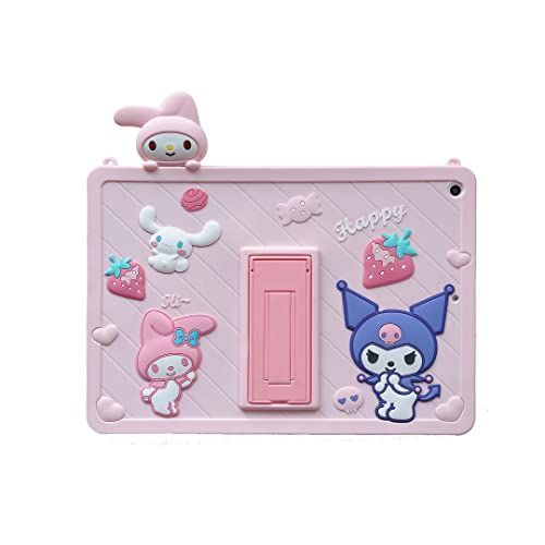 iPad 7/8/9世代 (10.2＂)_パターン04 CrazyLemon 適用 iPad 10.2インチ ケース iPad 第9/8/7世代 2021/2020/2019年 ケース 可愛い アニメ ピンク うさぎ 人形 デザイン ショルダー ストラップ ス