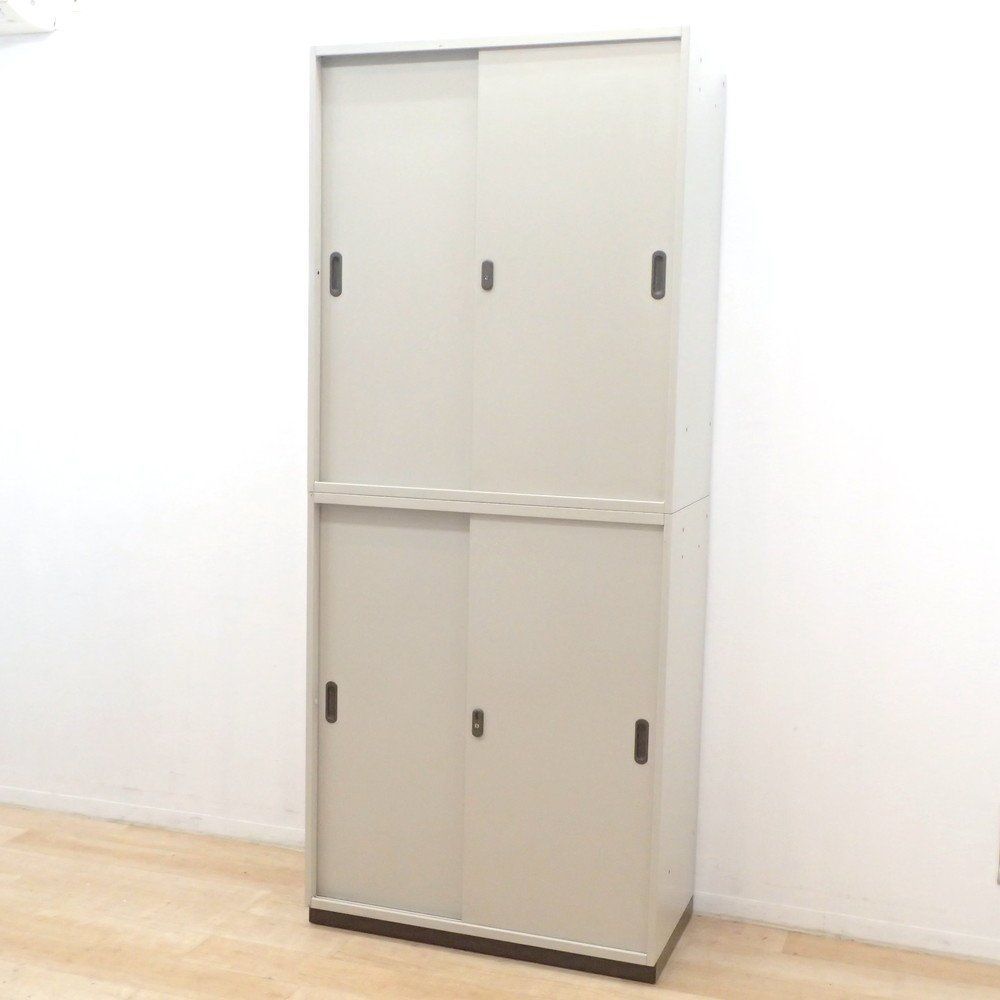 PLUS プラス LINX LX-5 上下書庫セット 引違い書庫 L5-105S エルグレー ハイキャビネット 引き戸 収納庫 物置 EG18797 オフィス家具