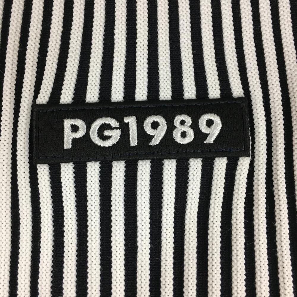 超美品パーリーゲイツ ニットジャケット 白×黒 ストライプ メンズ 5