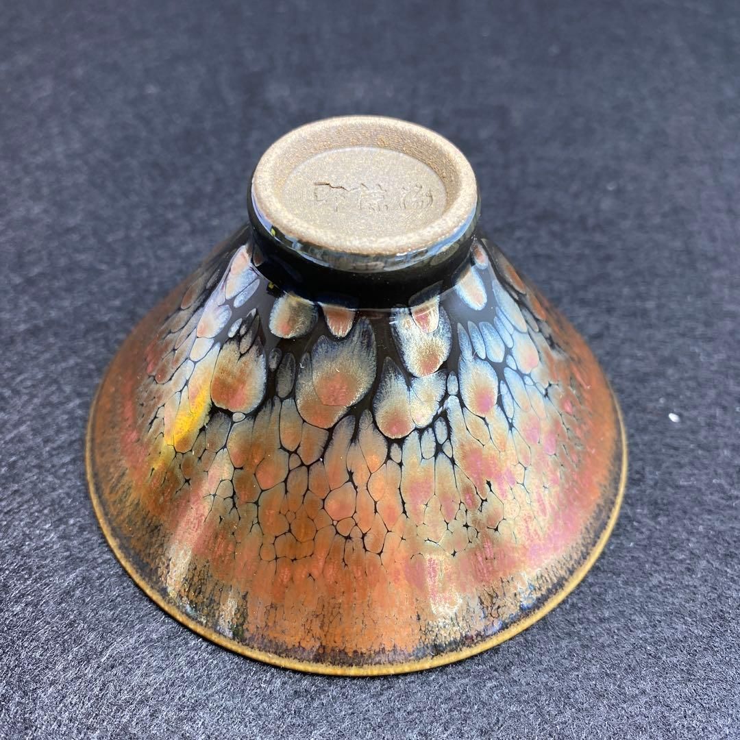 邵椋揚作　極上油滴天目茶碗　共箱　直径8.1㎝　東Y6-0402☆2Fトニカ 邵椋揚作 極上油滴天目茶碗 共箱 直径8.1㎝ 東Y6-0402☆2Fトニカ