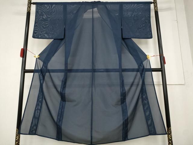 平和屋着物＊夏物 色無地 絽 留紺色 洗える着物 AABB0489st