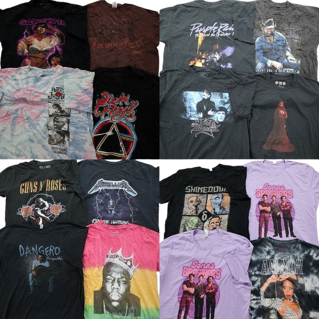 古着卸 まとめ売り 音楽・バンド 半袖Tシャツ 16枚セット (メンズ XL  