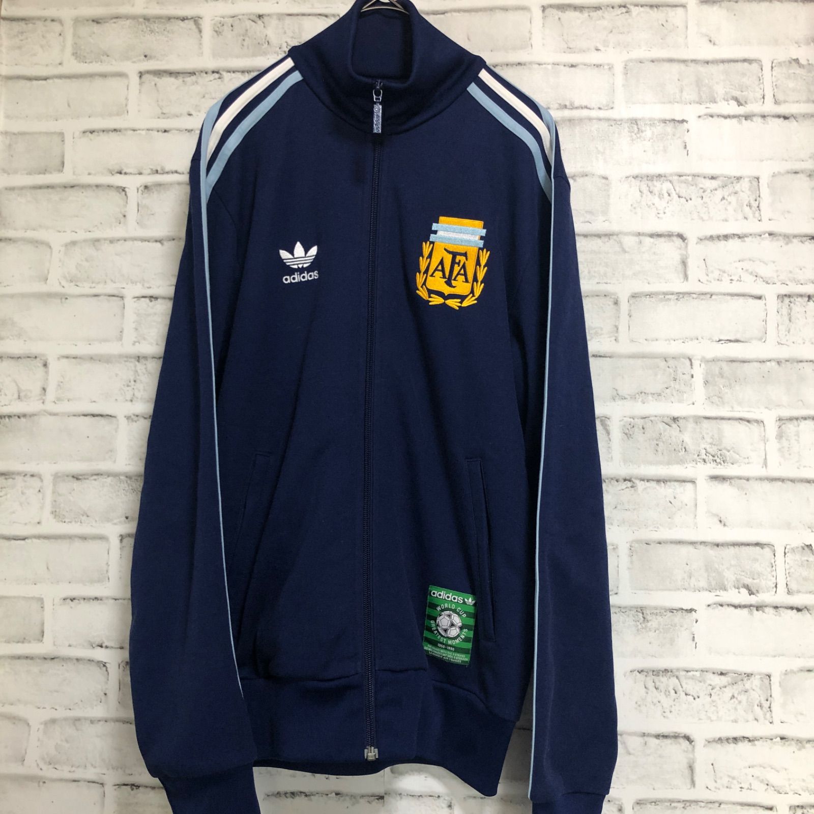 90s⭐️adidas トラックジャケット/ジャージ M🇦🇷アルゼンチン 刺繍トレファイル vintage ネイビー