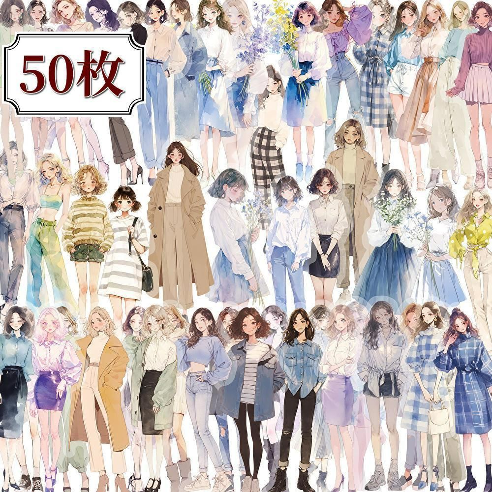 海外ステッカー 人物ステッカー hwaraさん16枚 ステッカー収納BOX 人物ステッカー50枚（hwara 人物ステッカー　50枚　海外ステッカー