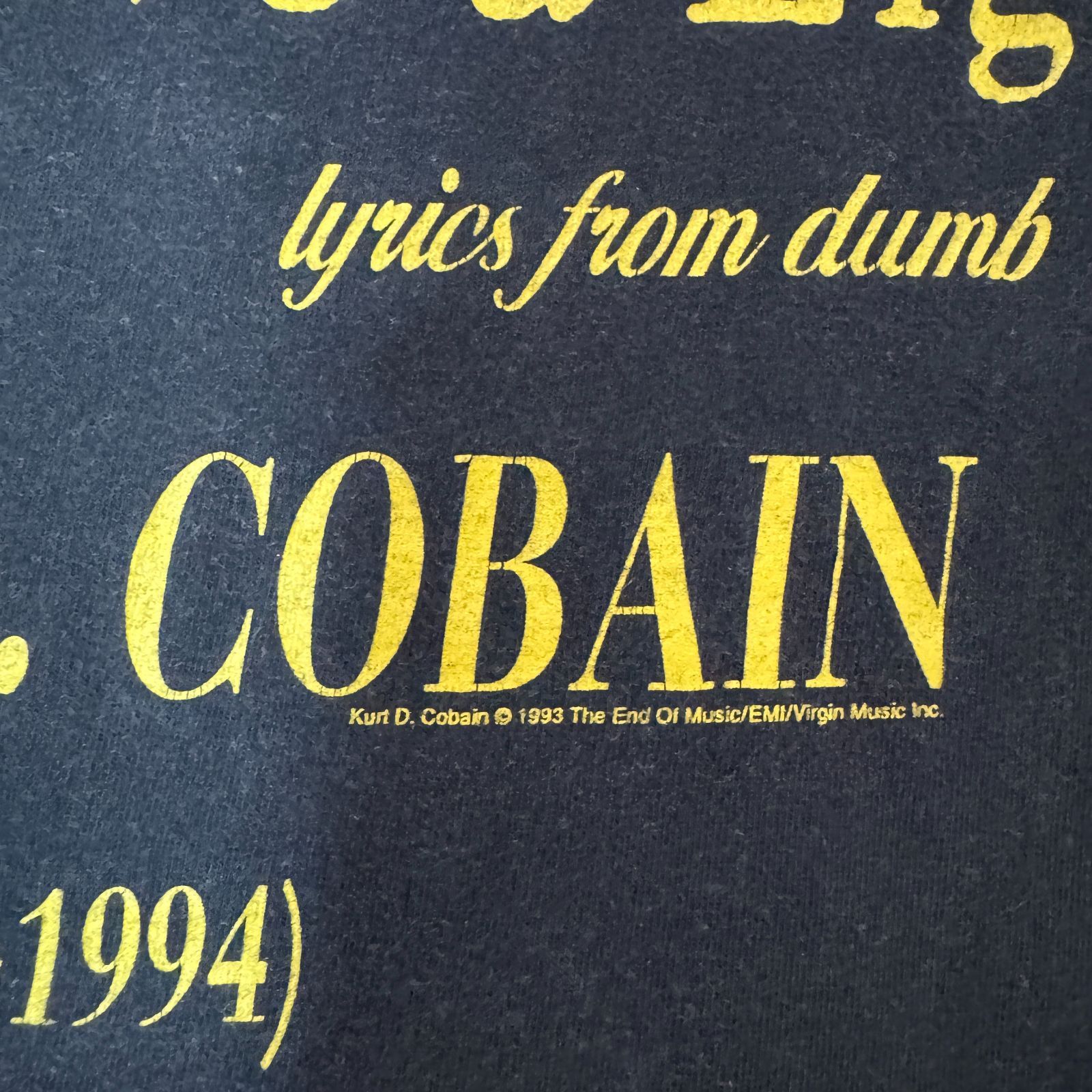 90s Vintage Band T-Shirt NIRVANA KURT COBAIN 1993 MEMORIAL GIANT 