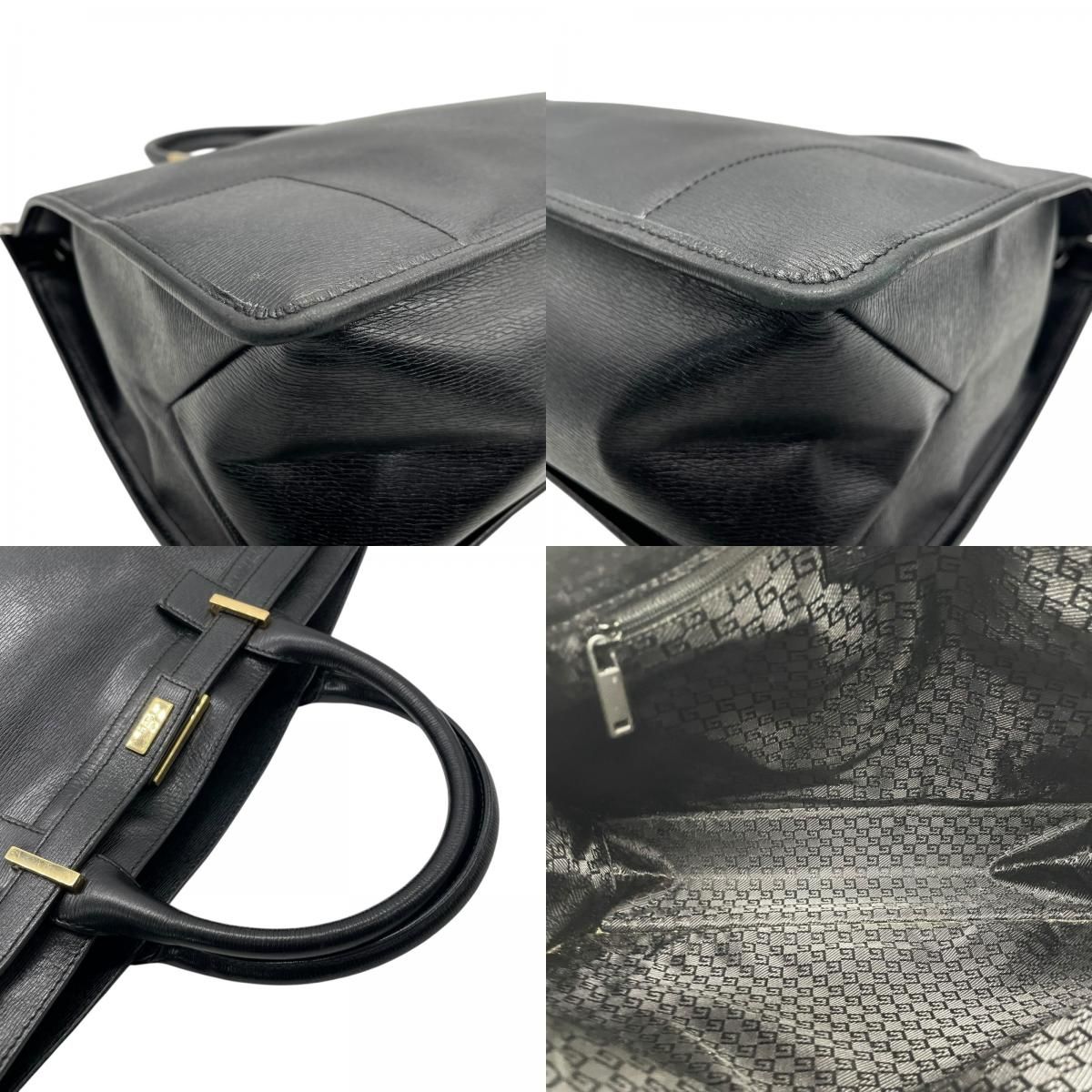 グッチ希少ビジネスバッグ レザーロック A4収納ゴールド金具 ブラック GUCCI ほぼ未使用 グッチ オールドグッチ ヴィンテージ ロゴ