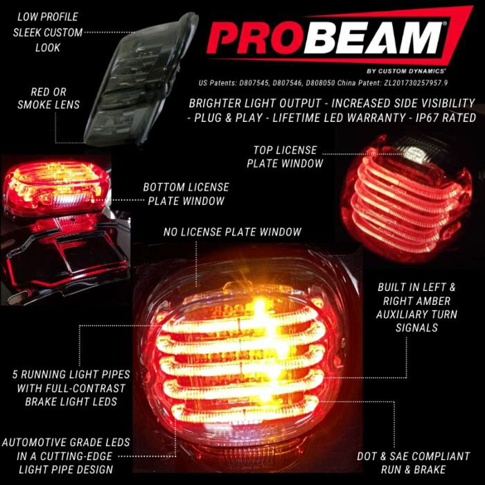 PROBEAM LOW PROFILE LEDテールライト＆ターンシグナル：レッドレンズ
