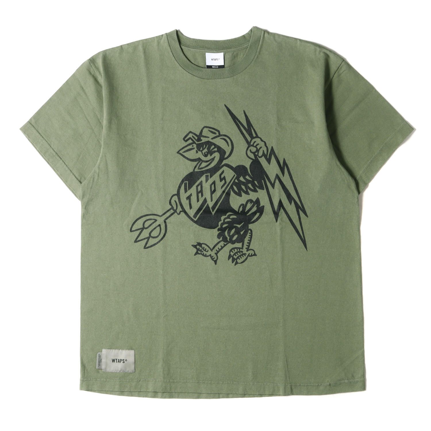 WTAPS ダブルタップス Tシャツ サイズ:S 22SS カラス グラフィック クルーネック 半袖Tシャツ MASTER CHIEF / SS オリーブドラブ トップス カットソー【メンズ】