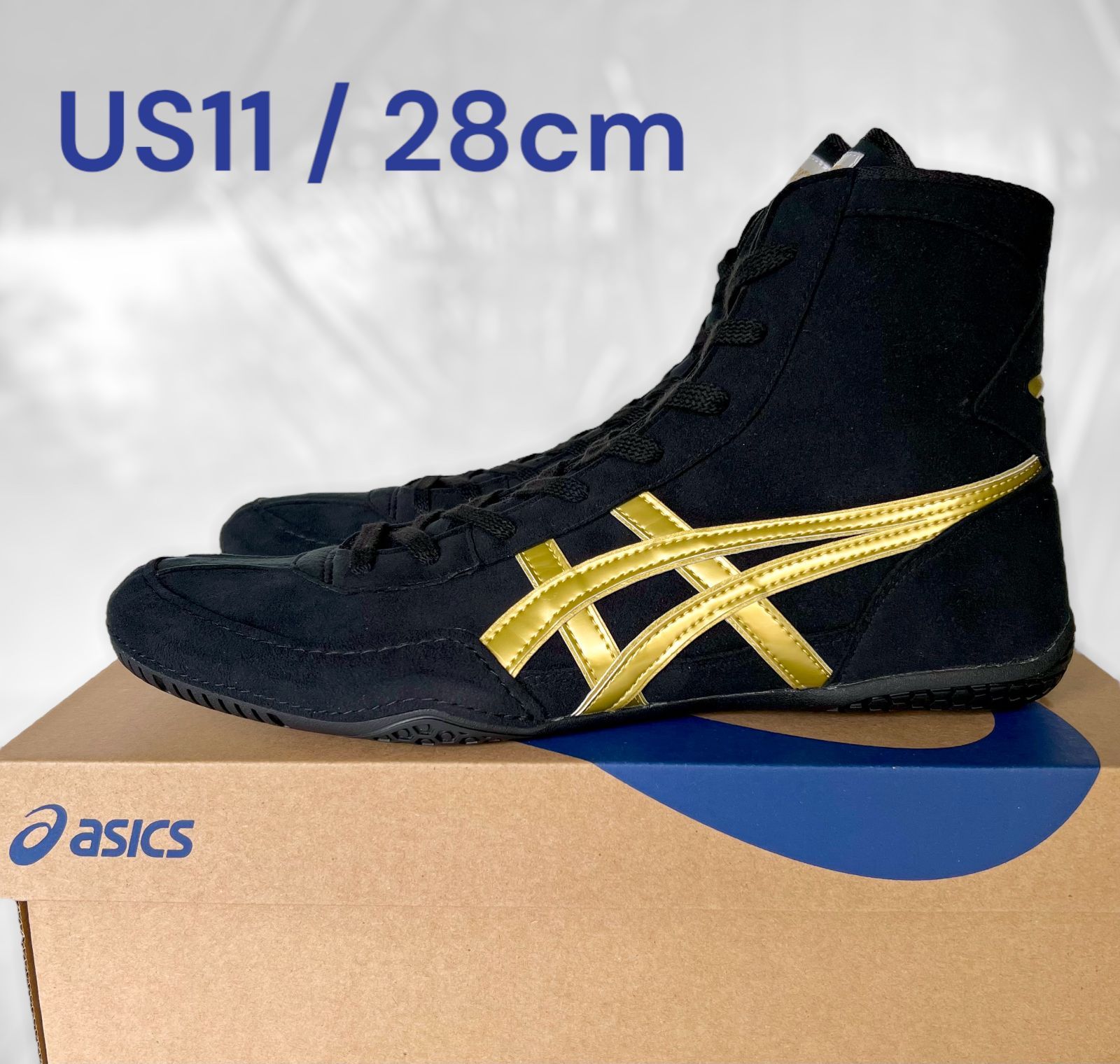 アシックス asics レスリングシューズ オーダー 1083A001 EX-EO TWR900 後継品 ブラック x ゴールド x ゴールド サイズ US11 28cm