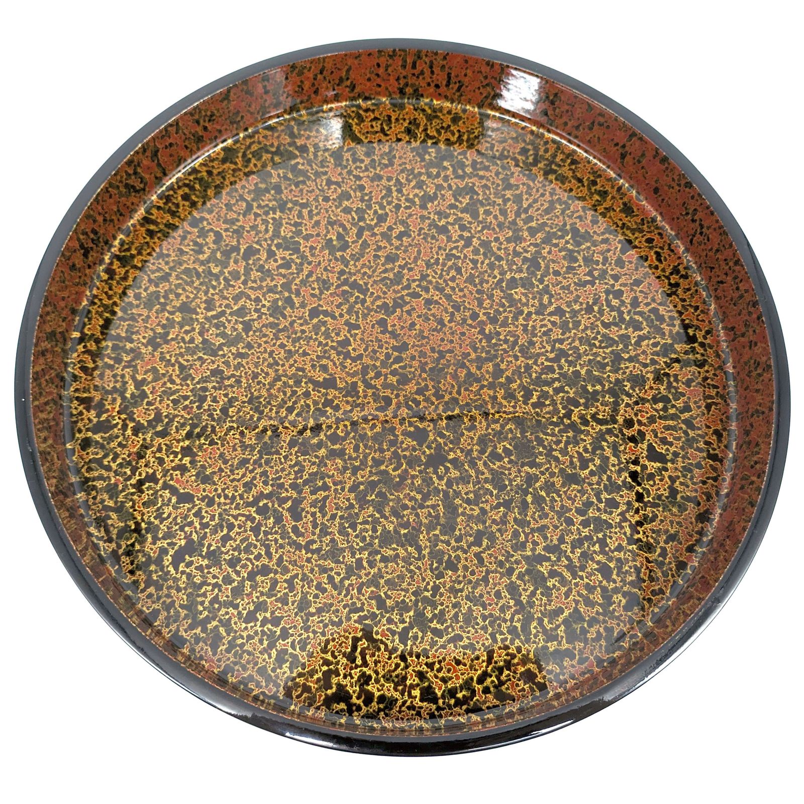 津軽塗（唐塗）バカ塗り・丸盆・お盆・トレー・漆器・No.240613
