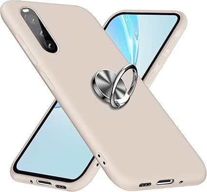 Xperia 10 II ケース リング付き シリコン保護ケース 磨り表面 SOV43 SO-41A ケース 10 II スマホケース tpu スリム 薄型 ストラップホール付き スタンド機能 車載ホルダー対応 一体型 指紋防止 軽量 