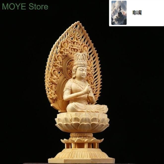 【修縁堂】極上品仏教美術 精密彫刻 彩繪 彩金 如意輪観音 手彫り仏師で仕上げ品 修縁堂】木彫り 仏像 如意輪観音菩薩座像 彫刻 天然木檜材 ご利益