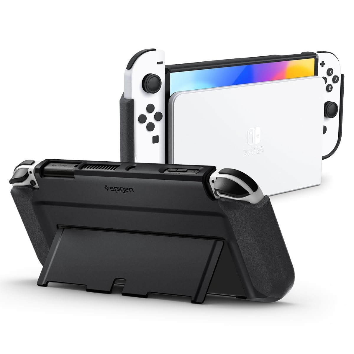 【特価セール】任天堂 全面保護 傷防止 ニンテンドー 滑り止め 衝撃吸収 スイッチ 耐衝撃 OLED 着脱簡単 薄型 ケース スタンド保護 ドック対応 シン・フィット カバー ACS04239 有機el Switch (ブラ