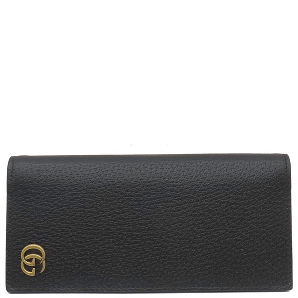 グッチ GUCCI 長財布 GGマーモント ロングウォレット カーフスキンレザー ブラック ヴィンテージ金具 黒 二つ折り財布 423740 箱