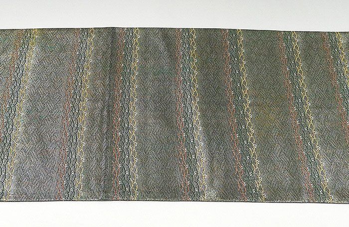 袋帯 正絹 染色作家 草野一騎作 露芝模様 袋帯 良品 リサイクル g0648