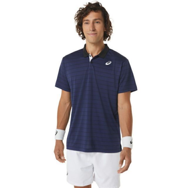 asics アシックス MEN COURT STRIPE POLO-SHI ミッドナイト L 2041A258 400 | スポーツ用品 スポーツ グッズ ツール アクセサリー 雑貨 小物 使いやすい テニス 衣類 メンズ 男性用 L トップス シャツ ポロシ