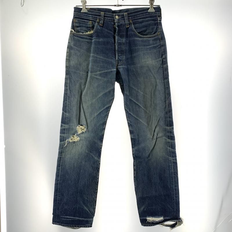 【中古】98年製 LEVI'S 501XX デニムパンツ W32 刻印555 復刻モデル バレンシア工場 破れ大 リーバイス[19]