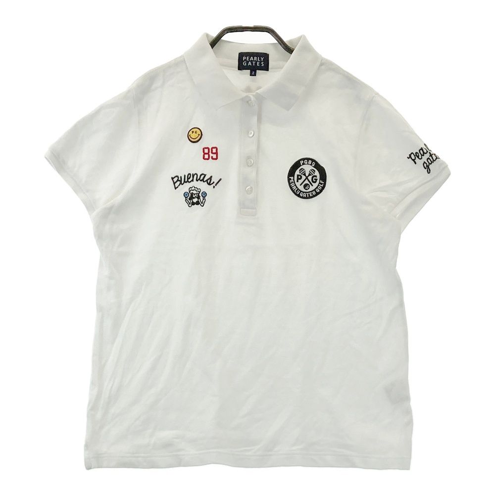 PEARLY GATES パーリーゲイツ 半袖ポロシャツ サイズ2 サイズ：2 PEARLY GATES パーリーゲイツ 半袖ポロシャツ 刺繍 ホワイト