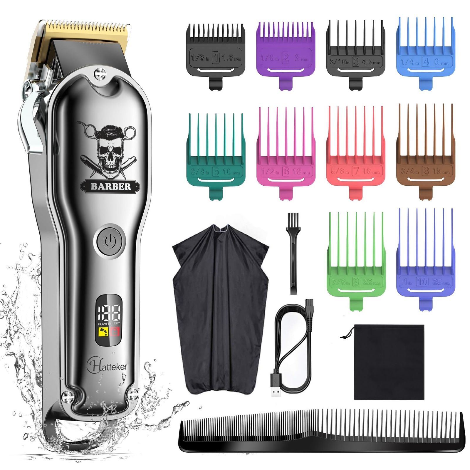 【最安値，セール】 新品 Hatteker Profi Haarschneidemaschine Haarschneider 理髪セットプロフェッショナル男性用理髪カットIPX 7防水コードレスひげ/理髪器 その他