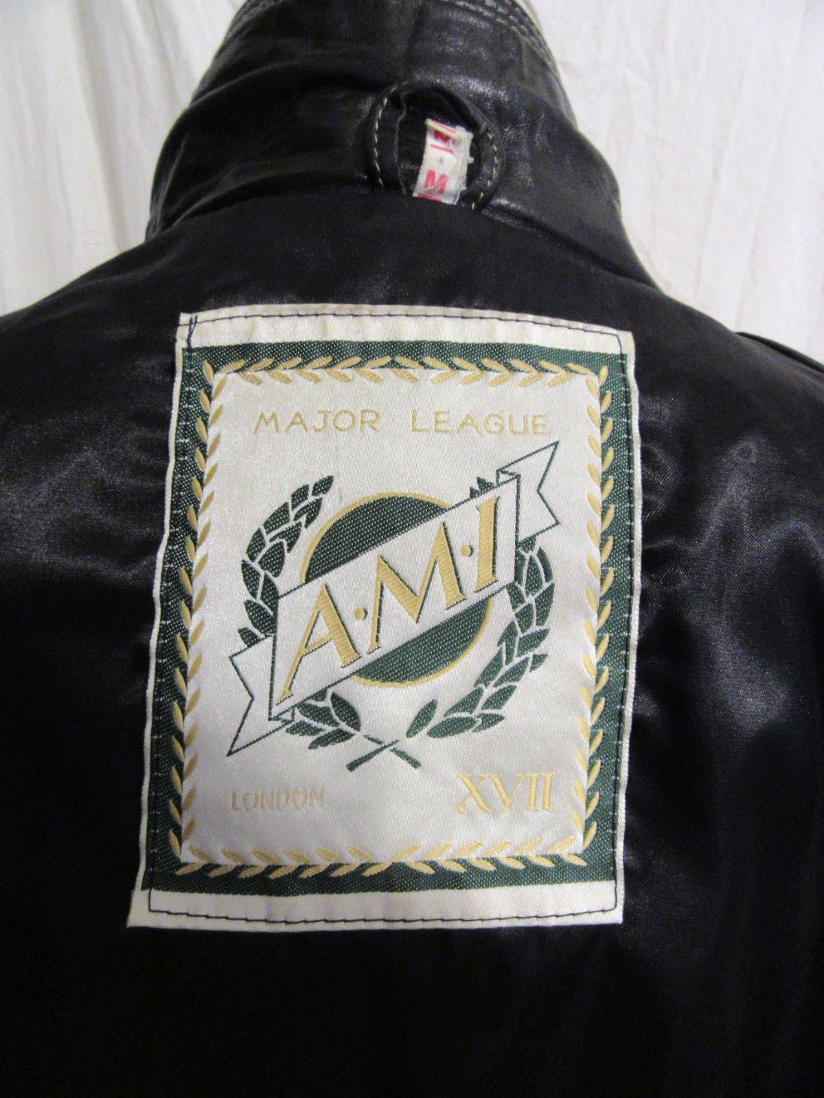 英国製ビンテージ AMI LONDON レザートラッカージャケット 表記M 黒