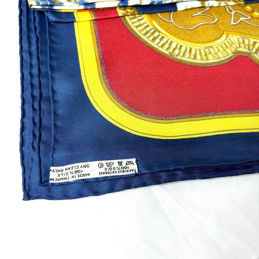 HERMES エルメス カレ90 スカーフ GRAND APPARAT シルク 紺 レッド