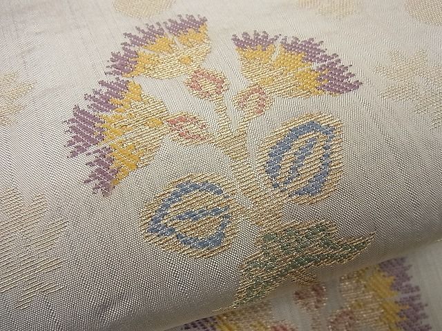 平和屋本店□極上 洛風林 工芸帯地 九寸名古屋帯 枝花文 金糸 逸品