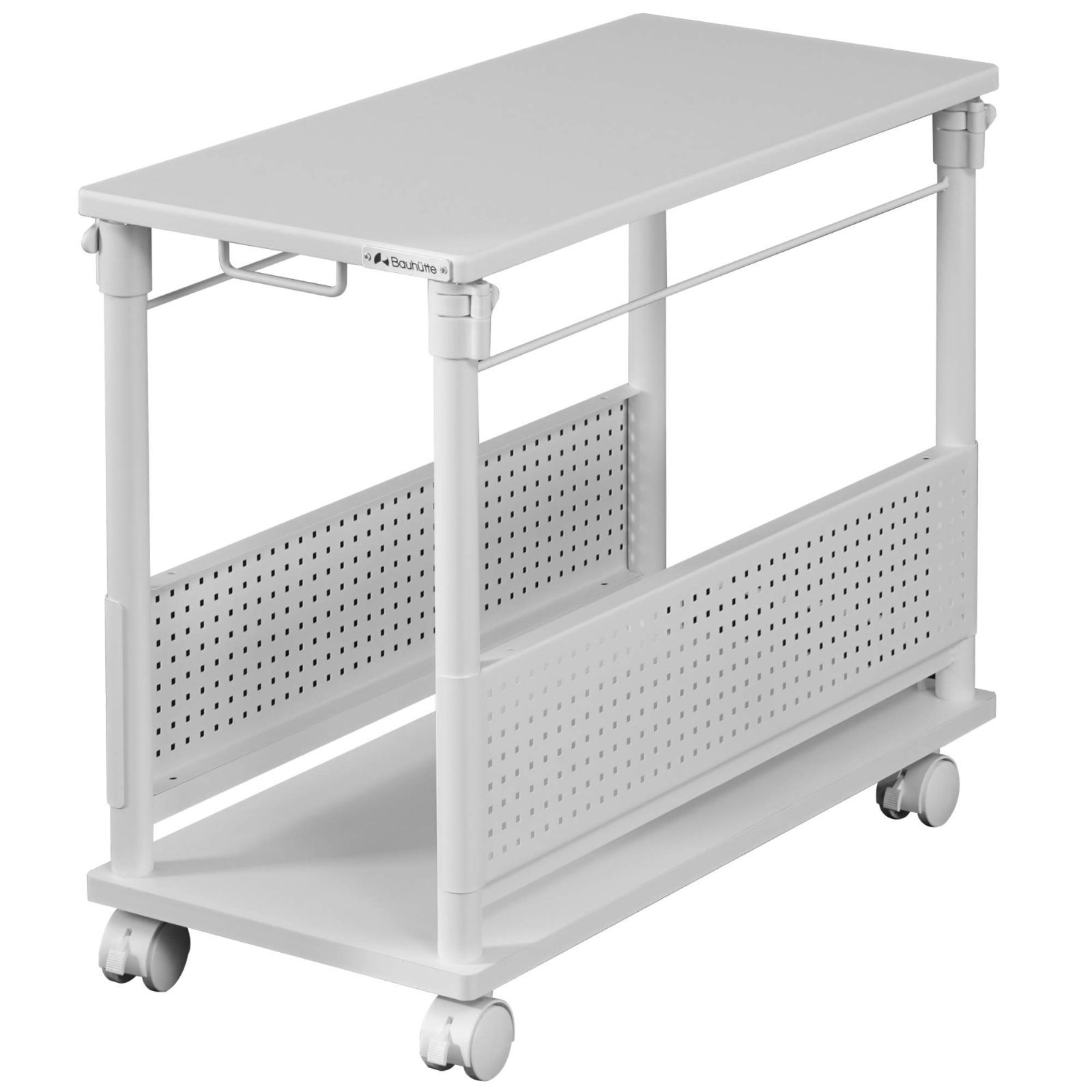 Bauhutte バウヒュッテ 昇降式 L字デスク スタンダード パソコンラック pcラック 幅 32 × 奥行 67 高さ 57~78 cm ホワイト BHD-670H-WH