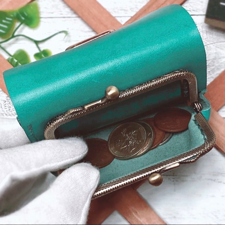 ❤【高級感×可愛い♪】大人オシャレながま口付き総本革ミニ財布♪大人