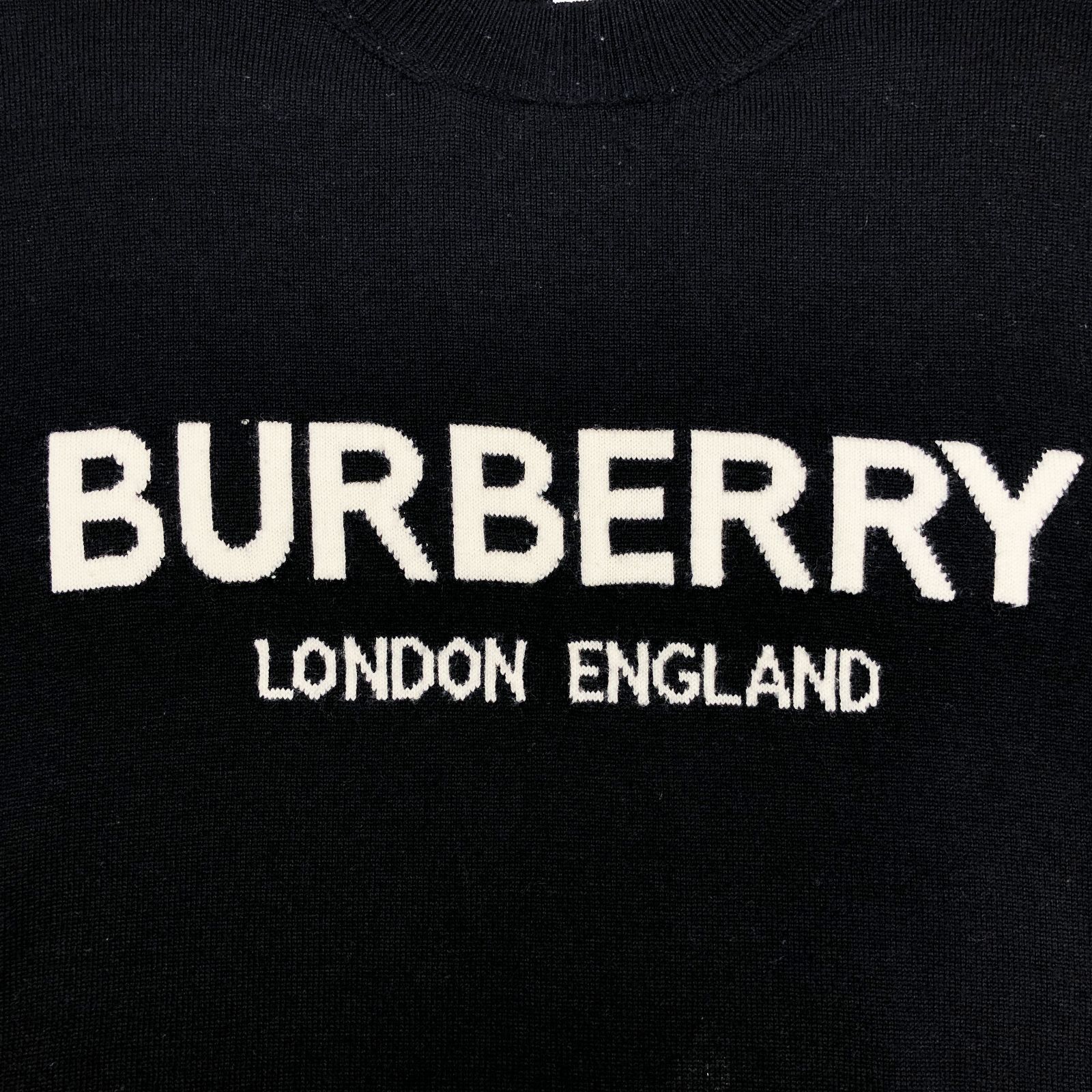 BURBERRY バーバリー LOGO INTARSIA WOOL BLEND KNIT ロゴ インターシャ ウール ブレンド ニットセーター  ブラック 8051128 - メルカリ