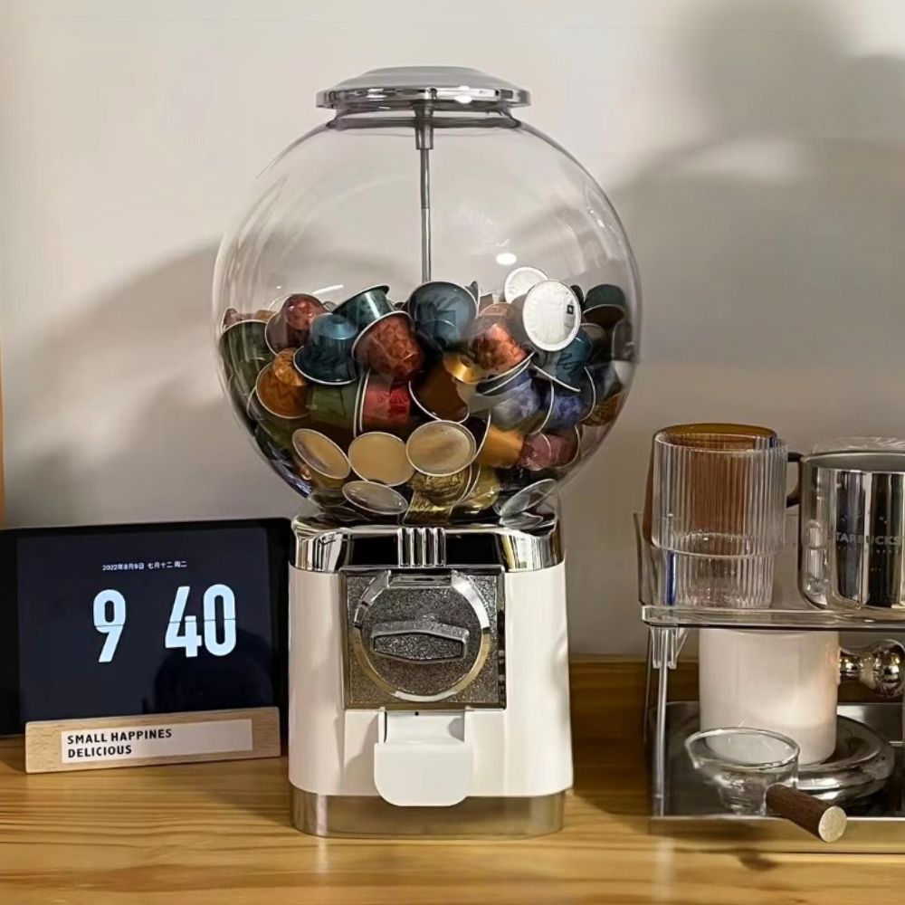コーヒーカプセル収納 ガチャガチャマシーン ホワイト ブラック