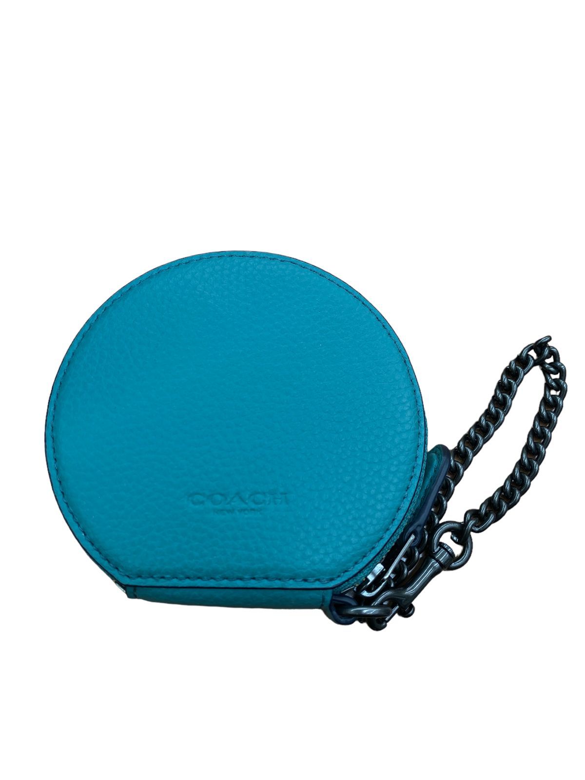 極美品　COACH F25851 パフェ　ターコイズ レザーコインケース　箱付き ☆EM895 COACH コーチ コインケース F25851 ターコイズブルー 中古