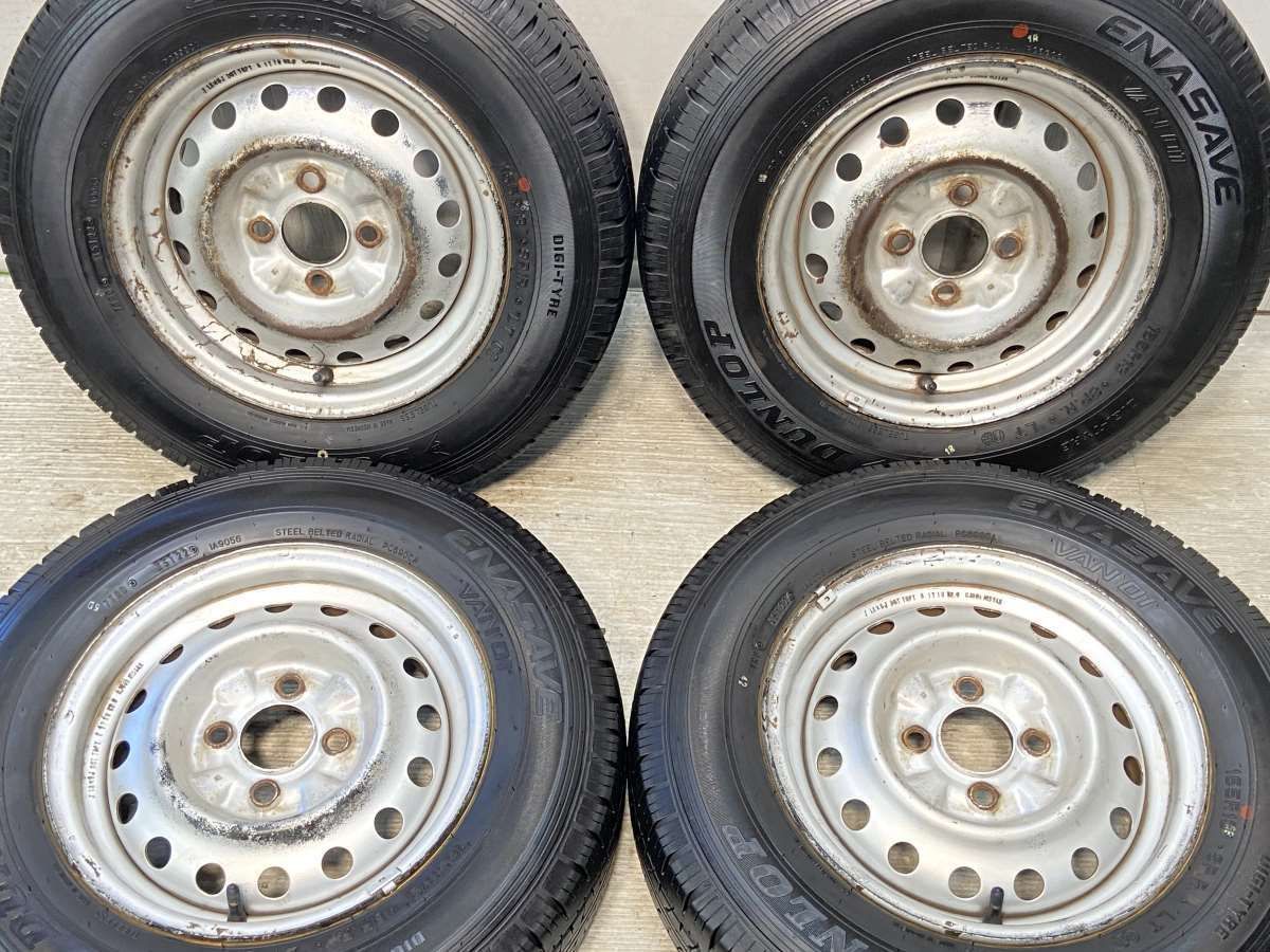 165R13 8PR nダンロップ エナセーブ VAN01 n日産純正  n13x5.0  100-4穴 n中古タイヤ サマータイヤ ホイールセット 4本セットn s13241003017