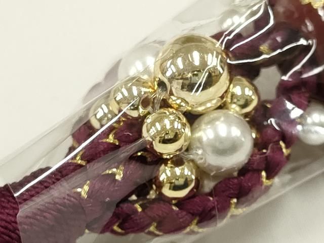 平和屋着物○和装小物 振袖用帯締め 装飾 パール ラインストーン 金糸