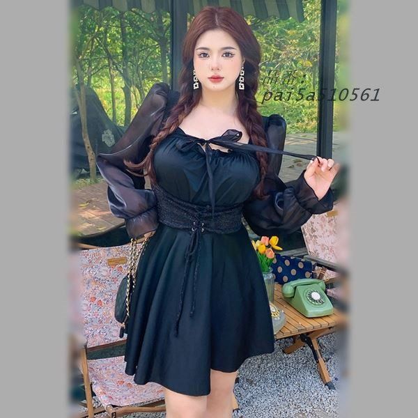 大きいサイズ 水着 水泳 海水浴 ワンピ 2WAYリボン使い ウエスト編上デザインのショートパンツ一体型ワンピース水着 サイズ 4L セール L 5L M 3L 6L 2L pai5a510561