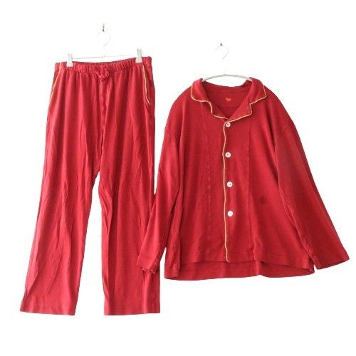 【中古B】Hippopotamus ヒポポタマス M M メンズ セットアップ スリープウェア パジャマ PJ101M-M-71 赤 コットン シルク 中古B 古着