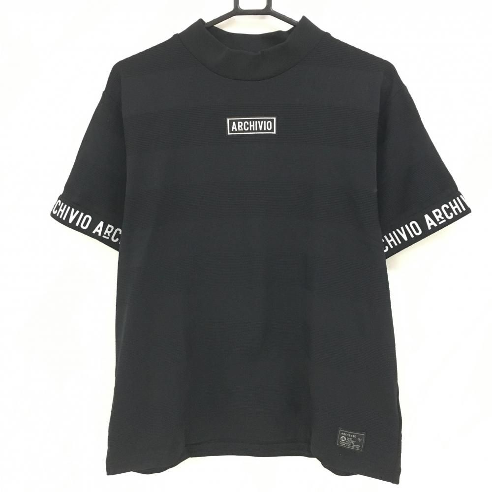 超美品】アルチビオ 半袖ハイネックシャツ 黒×白 袖口ロゴ