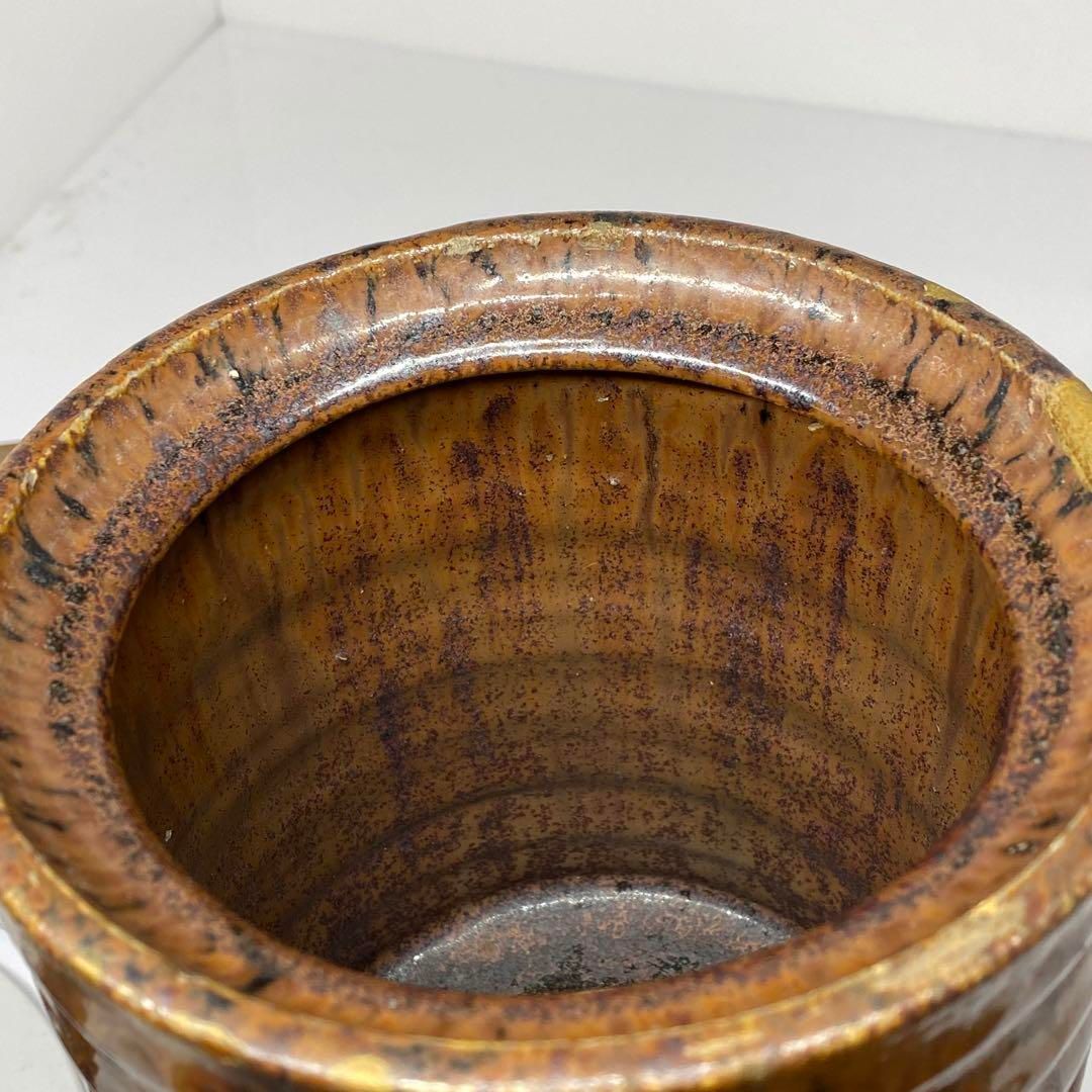 江戸期 尾戸焼 飴紬水指 時代木箱付 タカチ 高さ約21cm 東金6