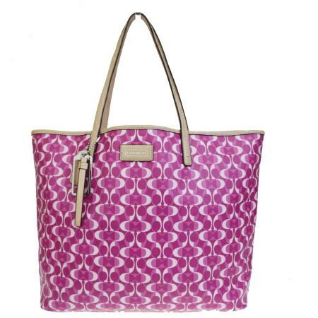 中古】 コーチ COACH シグネチャー トートバッグ ショルダー ピンク