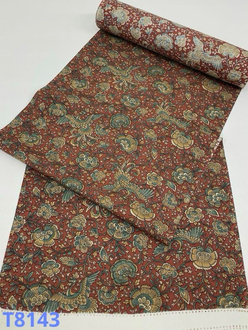 小紋 更紗 全体柄 鳥 正絹 反物