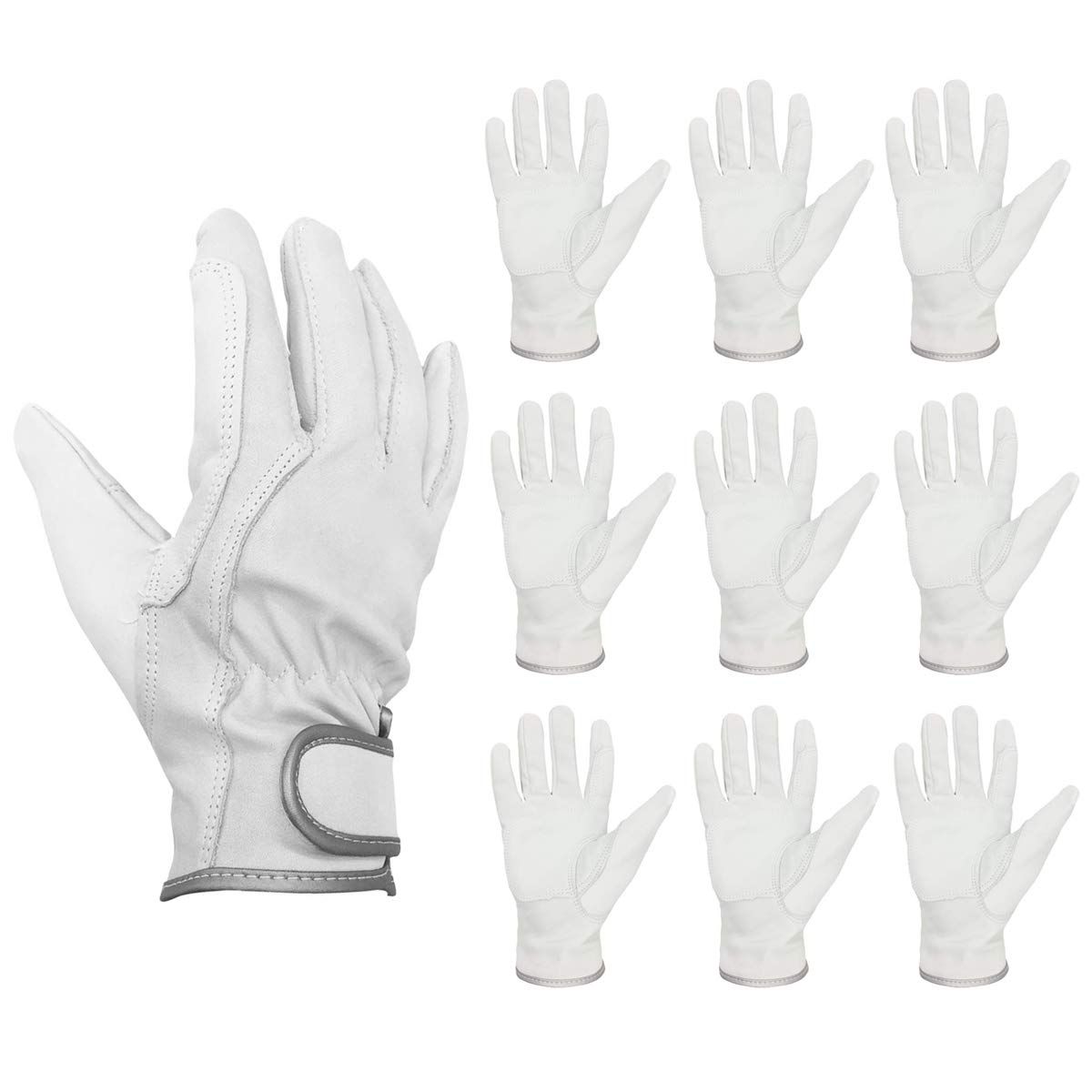 ACE 10双パック 作業手袋 牛本革手袋 マジックテープ アテ付 Mサイズ AG2300 レスキュー手袋