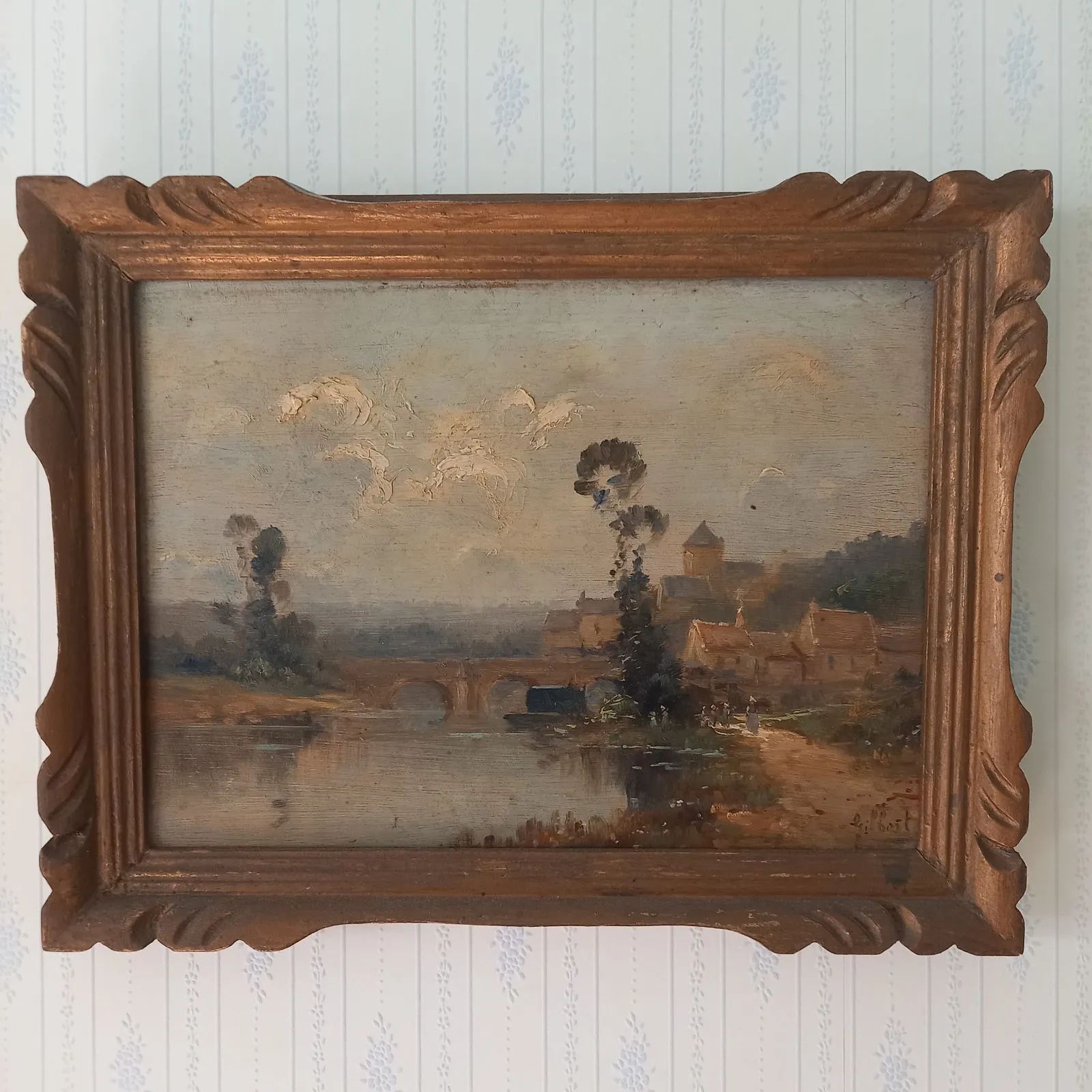 フランス アンティーク絵画 風景画 油絵