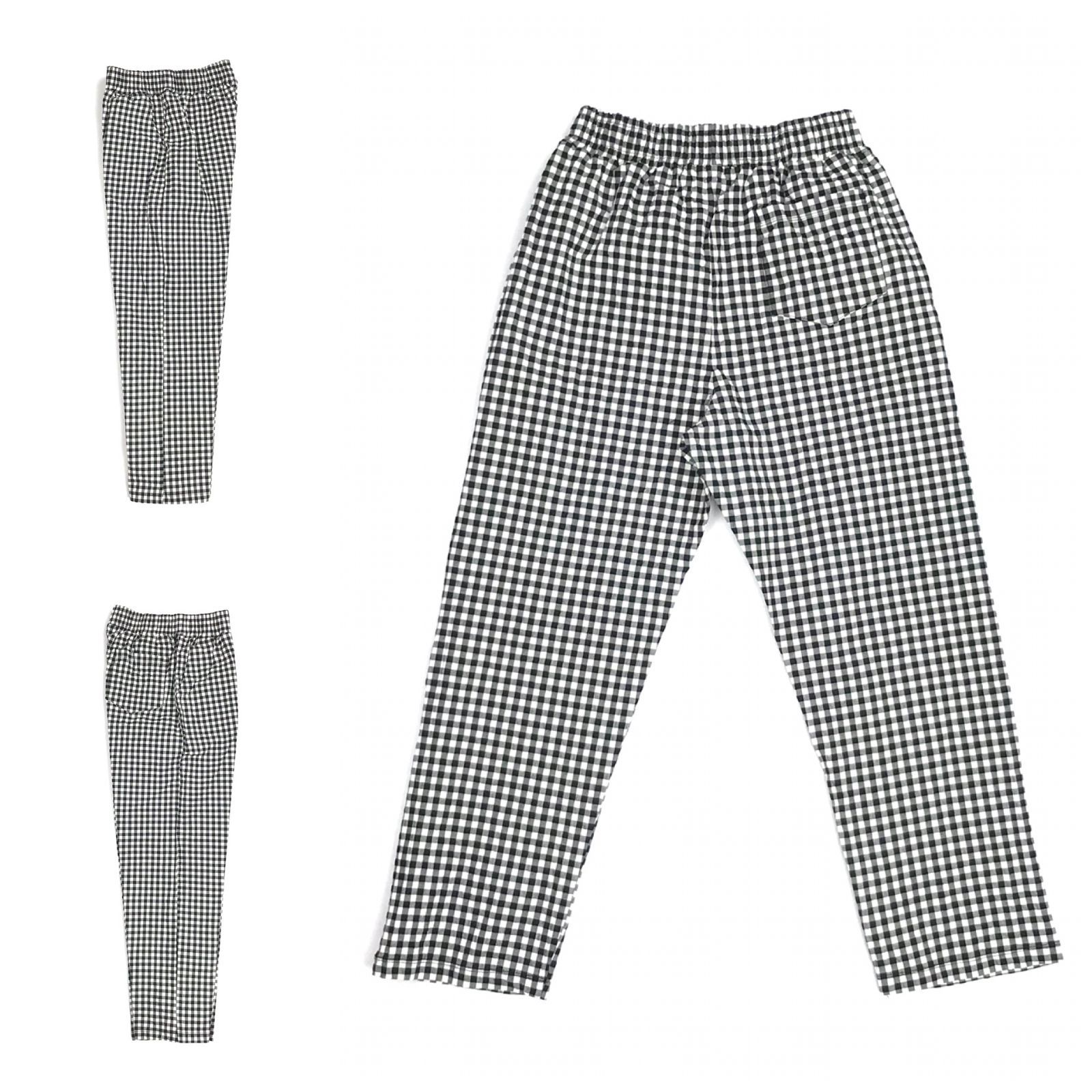 ２colors♪♪ ギンガムチェック リップル生地 ストレッチ入りコットン素材 シャーリングウエスト レングスフリー イージー