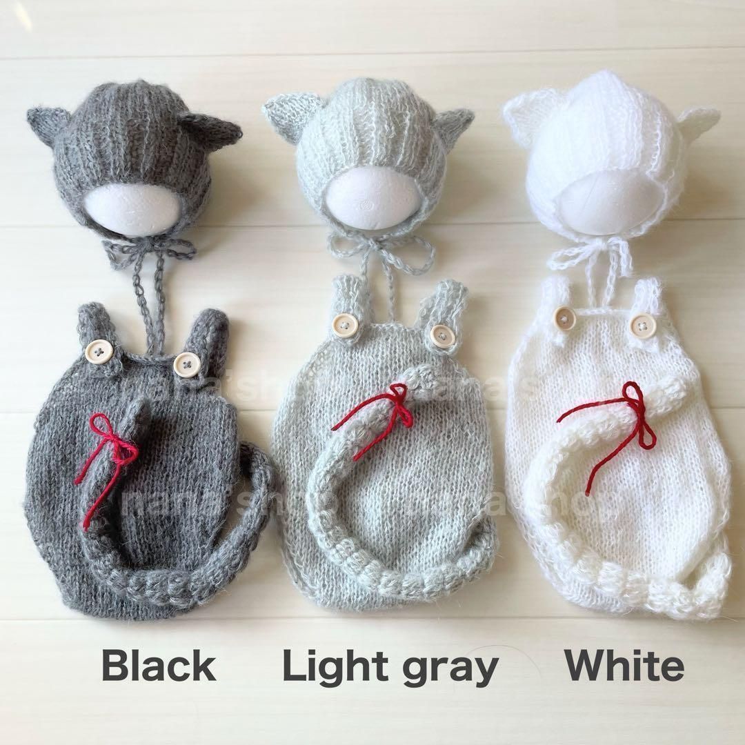 手編み風かごセット【ねこ】♪ニューボーンフォト撮影衣装　小道具　ベビーフォト 9655663ec07c717c2d83205bdc5f42