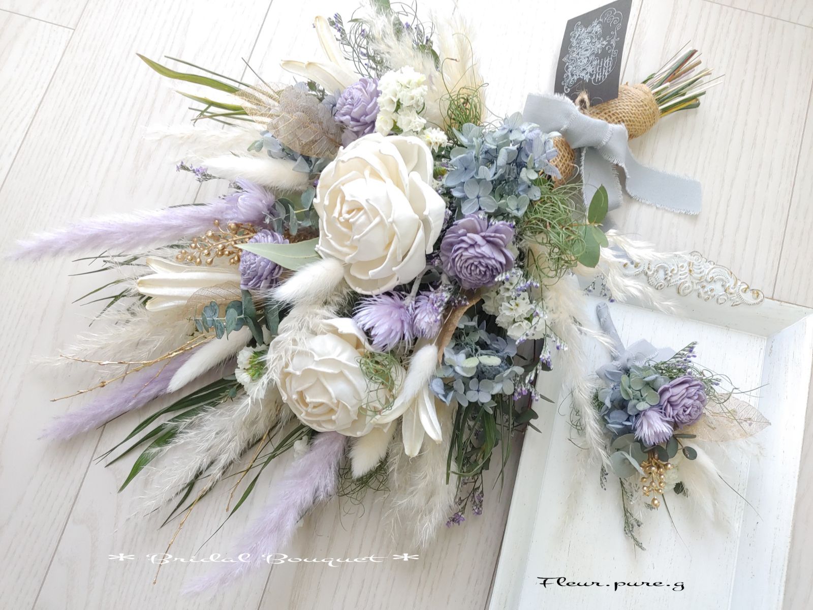 Christmasシーズン/生花ブルーバードとポポラスリース/30cm程/壁掛け