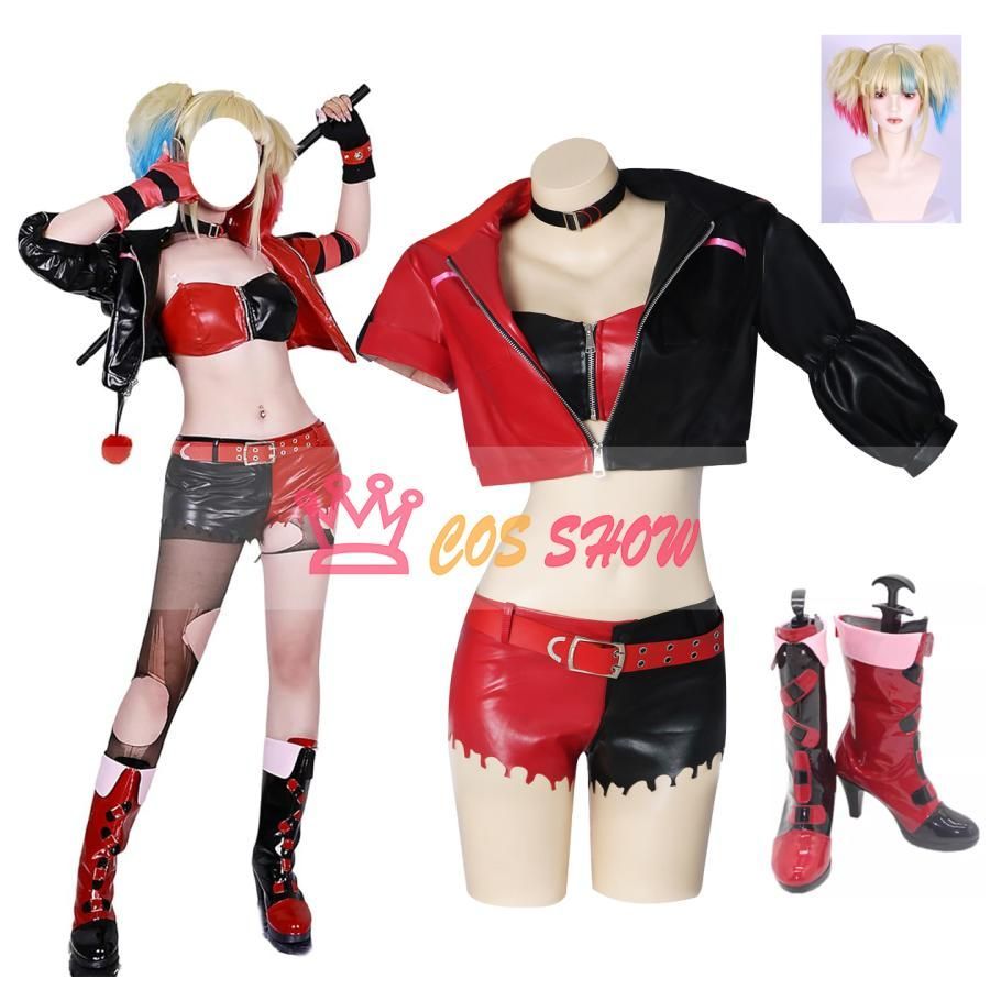 異世界スーサイド スクワッド ハーレイ クイン コスプレ衣装 ウィッグ靴追加 cosplay 仮装 イベント ステージ服 舞台 ハロウィン クリ