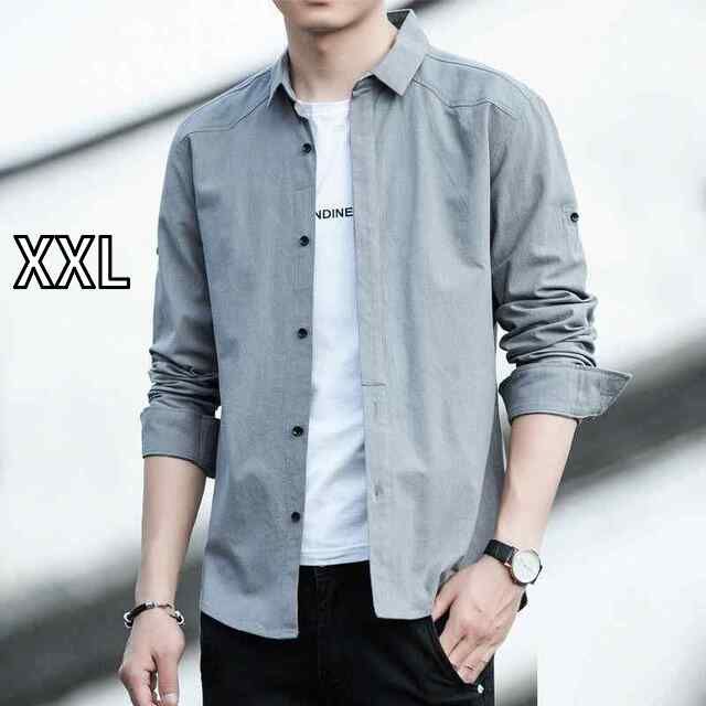 [XXL]メンズ ファッション 服  オシャレ シンプル 大人 かっこいい 大きいサイズ ストリート 紳士服  長袖 シャツ 韓国 スタイル 春秋 綿 スリム カジュアル ゆったり 無地 ジャケット