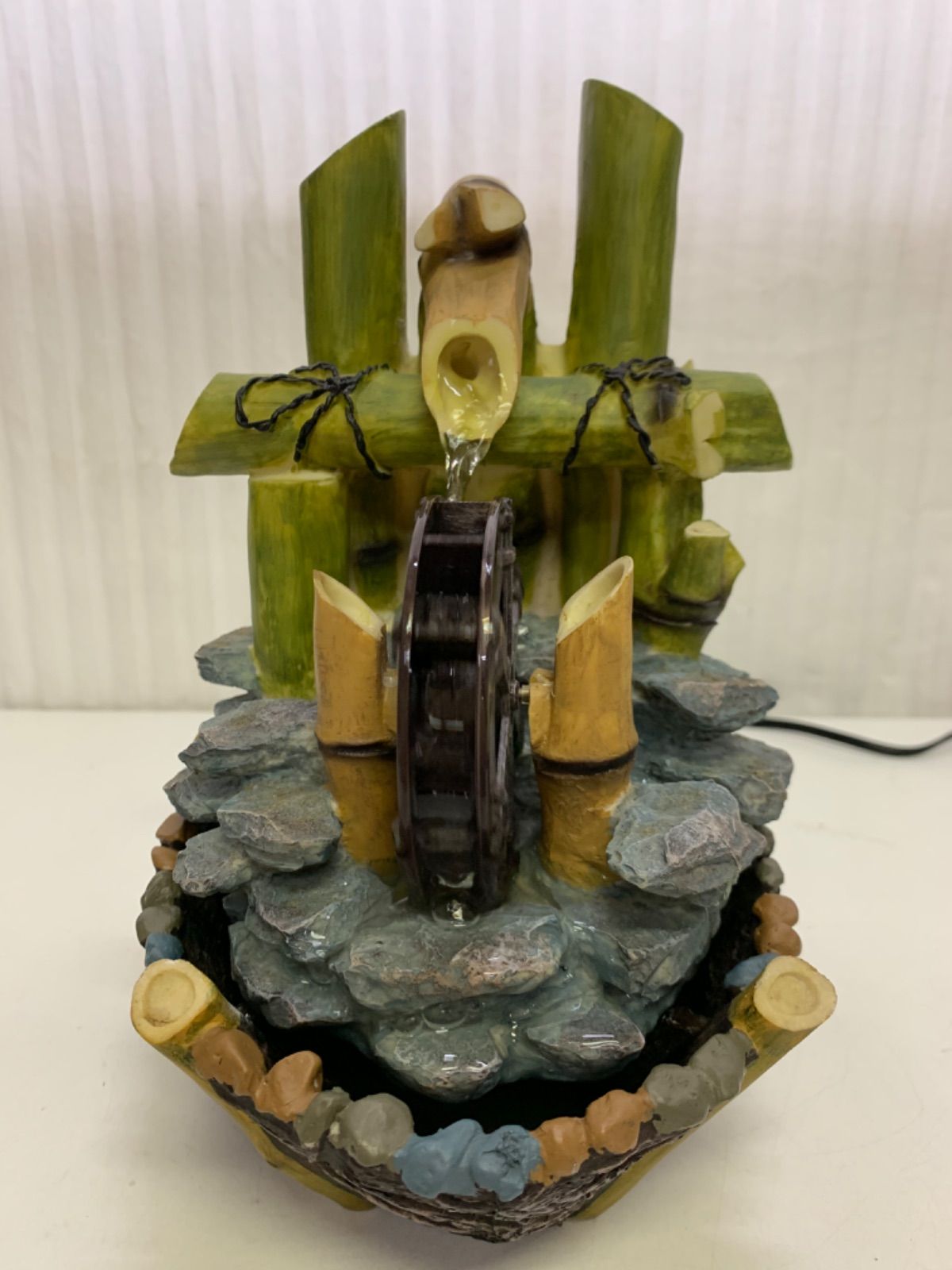 手作り 木製水車 庭園 和風 オブジェ 置物 90㌢ 手作り 木製水車 庭園